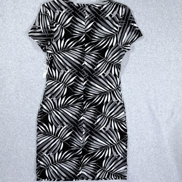 Old Navy T-Shirt Dress Women Sz M Black/Gray Palm Leaves Botanical Stretch - Picture 5 of 11